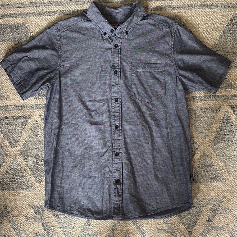 Patagonia 100% Organic Men's Blue Button-Up Shirt
